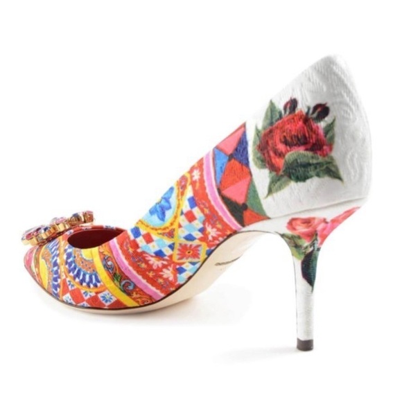 DOLCE & GABBANA MAMBO PRINT BROCADE PUMPS Size 5 - Picture 3 of 13